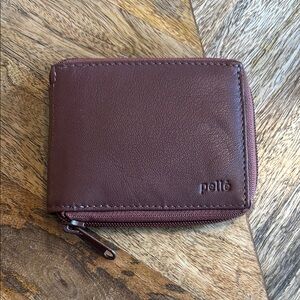 Brown Leather Zippered Wallet